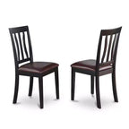 HomeStock 5-Piece Black and Cherry Finish Solid Wood Top Dining table with 4 Chairs with Slat Back