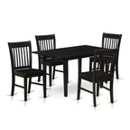 5-Piece Black Finish Solid Wood Top - Rectangular Dining Room Set - Seats 4