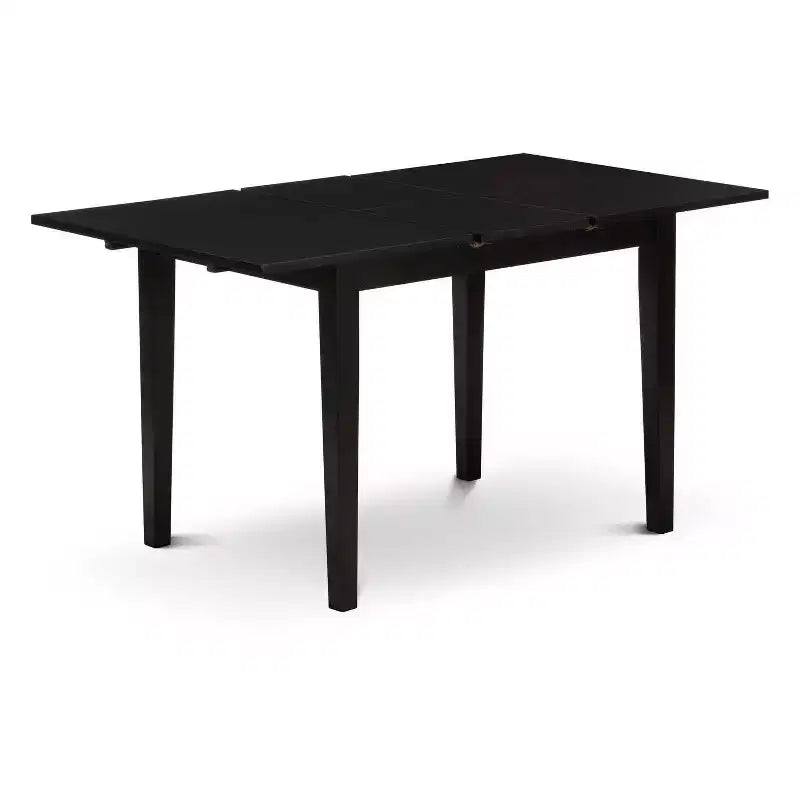 Ensemble de salle à manger rectangulaire 5 pièces en bois massif à finition noire - 4 places