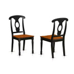 Ensemble table de cuisine 5 pièces - Table à manger ronde et 4 chaises - Design moderne - 107 cm - Finition noire et merisier