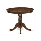 Ensemble de salle à manger avec table ronde à piédestal et 2 chaises - Ensemble de cuisine finition noyer antique