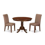Round Dining Table Set 3pc Small Kitchen Table w/ Linen Chairs - HomeStock