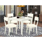 Ensemble de salle à manger 5 pièces - Table et 4 chaises - Finition blanc lin - Pour cuisine ou salle à manger