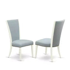 HomeStock 3-Pc Linen White Finish Round Solid Wood Top Dining Table Set