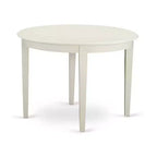 Ensemble de salle à manger 3 pièces HomeStock avec table ronde plateau bois massif finition blanc lin