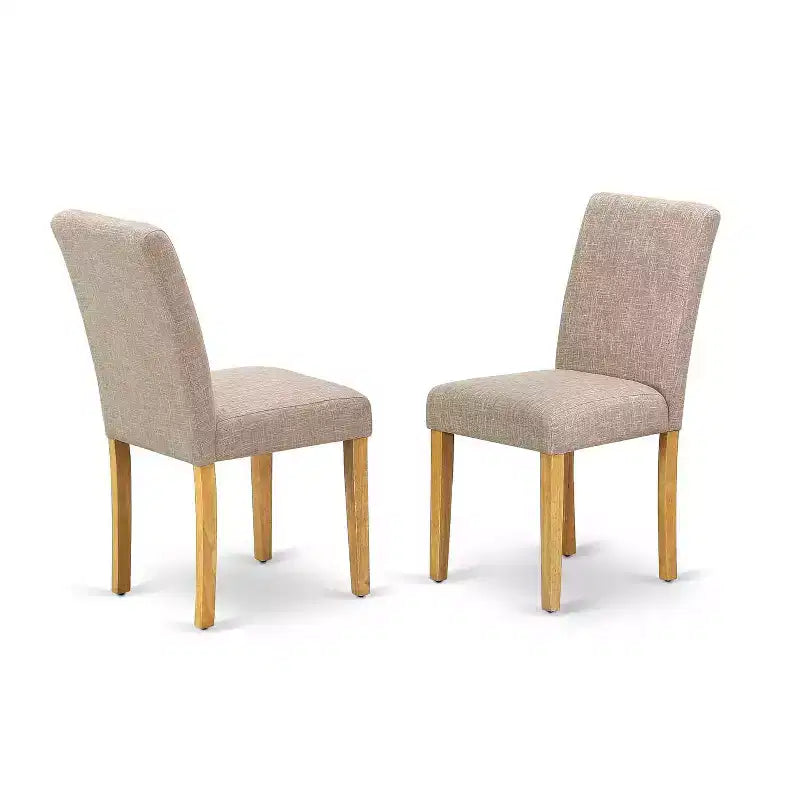 Ensemble de salle à manger carré 5 pièces - Table de 36 po avec chaises Parsons - Tissu en lin - Style ferme moderne