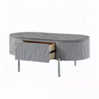 Table basse Royal Hampton, gris brillant, métal chromé, bois gris, 119 cm