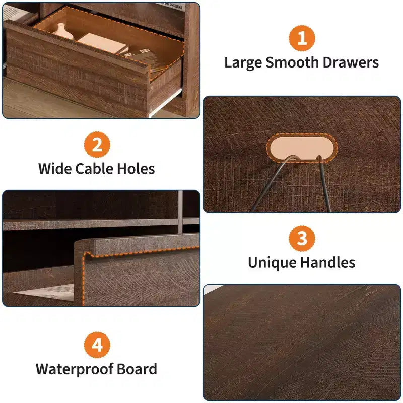 Meuble TV de 70 pouces pour téléviseurs de 80 pouces, meuble de divertissement moderne du milieu du siècle avec tiroir de rangement et étagères ouvertes, meuble de console multimédia en bois pour salon