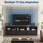 Meuble TV de 70 pouces pour téléviseurs de 80 pouces, meuble de divertissement moderne du milieu du siècle avec tiroir de rangement et étagères ouvertes, meuble de console multimédia en bois pour salon