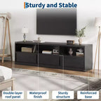 Meuble TV de 70 pouces pour téléviseurs de 80 pouces, meuble de divertissement moderne du milieu du siècle avec tiroir de rangement et étagères ouvertes, meuble de console multimédia en bois pour salon