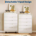 Commode en bois moderne avec pieds en métal : Commode en bois naturel avec coins arrondis et kit anti-basculement pour la sécurité de la chambre.