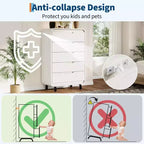 Commode en bois moderne avec pieds en métal : Commode en bois naturel avec coins arrondis et kit anti-basculement pour la sécurité de la chambre.