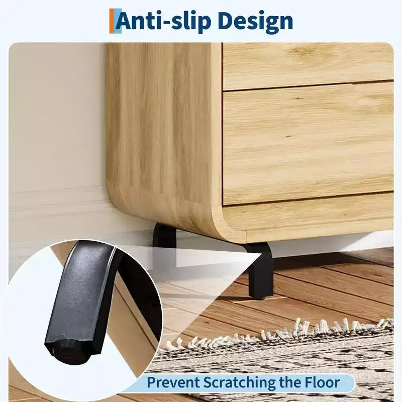 Commode en bois moderne avec pieds en métal : Commode en bois naturel avec coins arrondis et kit anti-basculement pour la sécurité de la chambre.