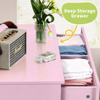 Grande commode Karl Home à 7 tiroirs pour chambre et commode à tiroirs avec construction robuste Organisateur de rangement en bois pour placard En rose