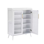 Meuble de rangement pour chaussures à 5 niveaux avec portes en verre, étagères réglables pour entrée, couloir et salon, organisateur de chaussures blanc avec rangement spacieux