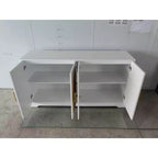 COZONY Buffet de salle à manger, 4 portes en rotin, grande console de rangement pour salon, cuisine, salle à manger, entrée