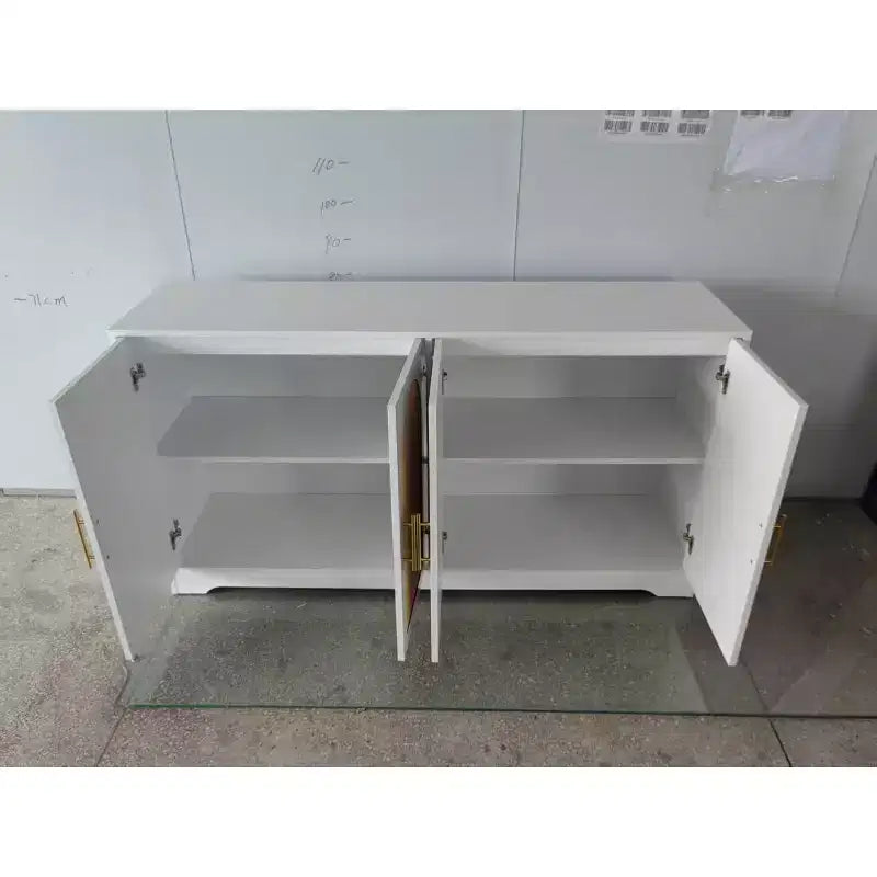 COZONY Buffet de salle à manger, 4 portes en rotin, grande console de rangement pour salon, cuisine, salle à manger, entrée