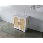 COZONY Buffet de salle à manger, 4 portes en rotin, grande console de rangement pour salon, cuisine, salle à manger, entrée