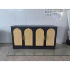 COZONY Sideboard Buffet Cabinet, 4 Rattan Doors Large Storage Console Table for Living Room Kitchen Dining Room Entryway