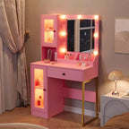 Coiffeuse avec Lumières LED et Miroir, Grande Table de Maquillage 33W avec Grand Tiroir, Meuble de Rangement, Coiffeuse pour Chambre à Coucher