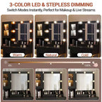 Coiffeuse avec Lumières LED et Miroir, Grande Table de Maquillage 33W avec Grand Tiroir, Meuble de Rangement, Coiffeuse pour Chambre à Coucher