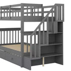 Lit superposé jumeau Whisen avec lit gigogne et escalier, espace de rangement optimisé