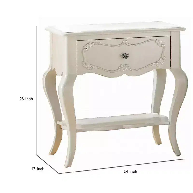 Table de nuit Royal Hampton en bois par Edalene, Blanc perlé