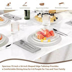 CuisinSmart Table de salle à manger pour 6 à 8 personnes, table rectangulaire avec bord irrégulier unique en forme de vague, plateau en MDF de 15 mm d'épaisseur et cadre en métal, pour salle à manger