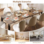 CuisinSmart Table de salle à manger pour 6 à 8 personnes, table rectangulaire avec bord irrégulier unique en forme de vague, plateau en MDF de 15 mm d'épaisseur et cadre en métal, pour salle à manger