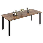 CuisinSmart Table de salle à manger pour 6 à 8 personnes, table rectangulaire avec bord irrégulier unique en forme de vague, plateau en MDF de 15 mm d'épaisseur et cadre en métal, pour salle à manger