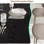 CuisinSmart Table de salle à manger pour 6 à 8 personnes, table rectangulaire avec bord irrégulier unique en forme de vague, plateau en MDF de 15 mm d'épaisseur et cadre en métal, pour salle à manger