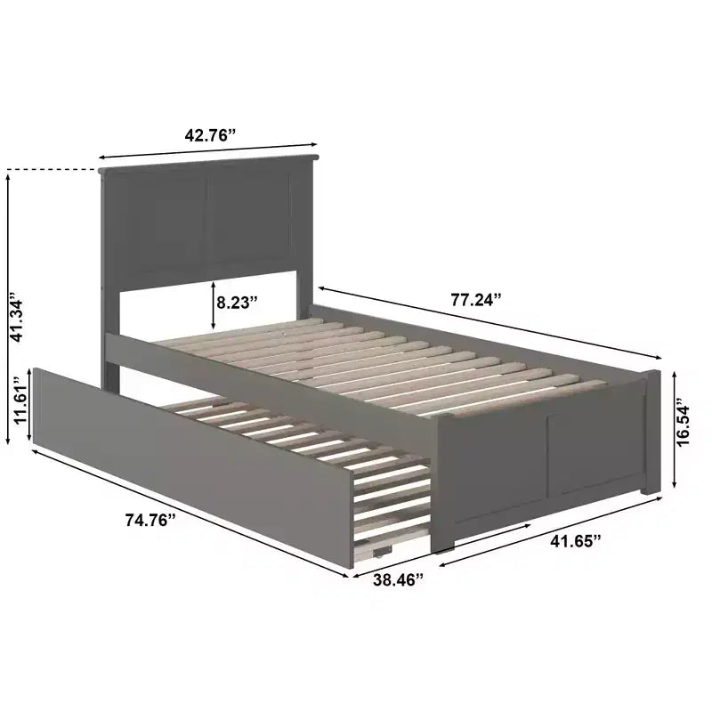 HomeStock 41,34 po H Têtes de lit autoportantes grises format jumeau avec plateforme de matelas