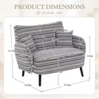 Fauteuil simple Okak Modern Color Mixing Boucle avec accoudoirs et oreillers, Canapé-lit profond avec rangement pour chambre et appartements