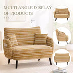 Fauteuil simple Okak Modern Color Mixing Boucle avec accoudoirs et oreillers, Canapé-lit profond avec rangement pour chambre et appartements