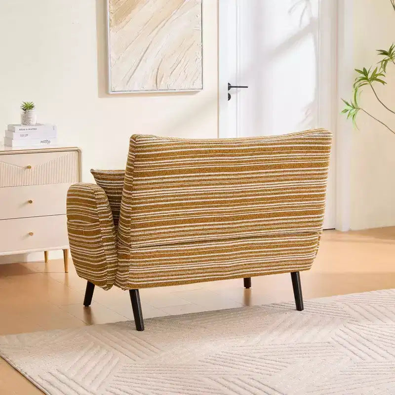 Fauteuil simple Okak Modern Color Mixing Boucle avec accoudoirs et oreillers, Canapé-lit profond avec rangement pour chambre et appartements