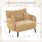Fauteuil simple Okak Modern Color Mixing Boucle avec accoudoirs et oreillers, Canapé-lit profond avec rangement pour chambre et appartements