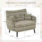 Fauteuil simple Okak Modern Color Mixing Boucle avec accoudoirs et oreillers, Canapé-lit profond avec rangement pour chambre et appartements