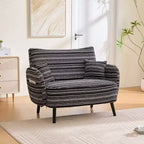 Fauteuil simple Okak Modern Color Mixing Boucle avec accoudoirs et oreillers, Canapé-lit profond avec rangement pour chambre et appartements