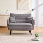 Fauteuil simple Okak Modern Color Mixing Boucle avec accoudoirs et oreillers, Canapé-lit profond avec rangement pour chambre et appartements