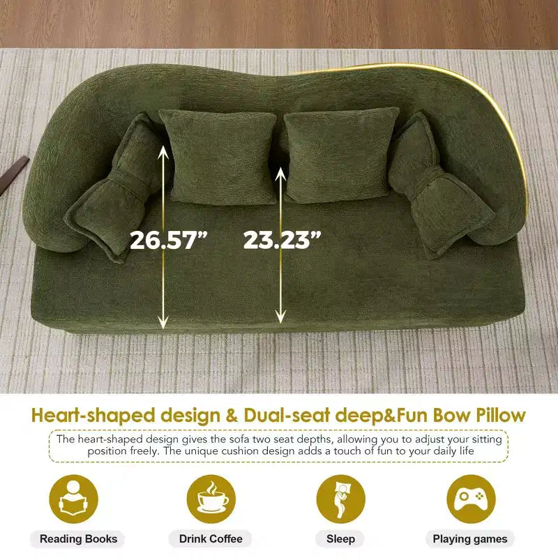 Canapé-lit pliable moderne sans cadre 2 en 1 Okak avec 4 oreillers, canapé-lit futon en tissu chenille pour salon, appartement