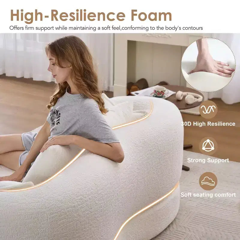 Canapé-lit pliable moderne sans cadre 2 en 1 Okak avec 4 oreillers, canapé-lit futon en tissu chenille pour salon, appartement