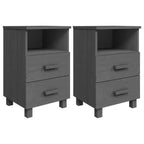 Tables de chevet lot de 2 Gris foncé Bois de pin massif, MDF Moyen