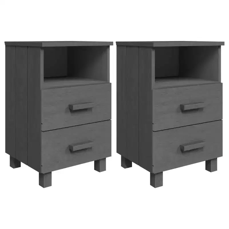 Tables de chevet lot de 2 Gris foncé Bois de pin massif, MDF Moyen