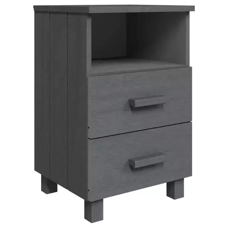 Tables de chevet lot de 2 Gris foncé Bois de pin massif, MDF Moyen