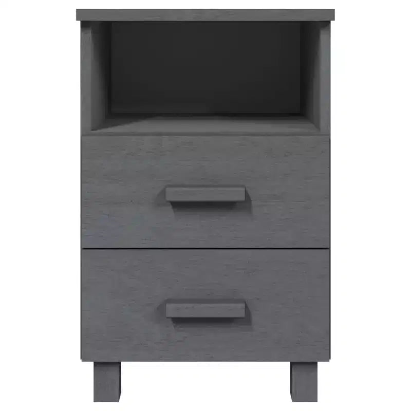 Tables de chevet lot de 2 Gris foncé Bois de pin massif, MDF Moyen