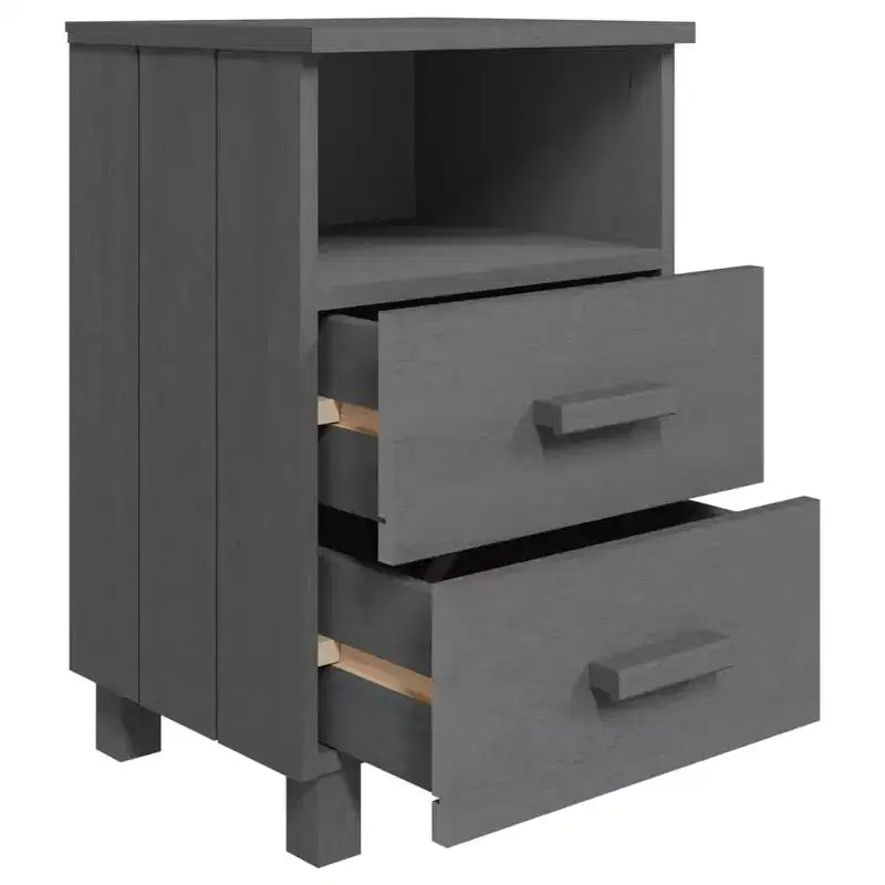 Tables de chevet lot de 2 Gris foncé Bois de pin massif, MDF Moyen