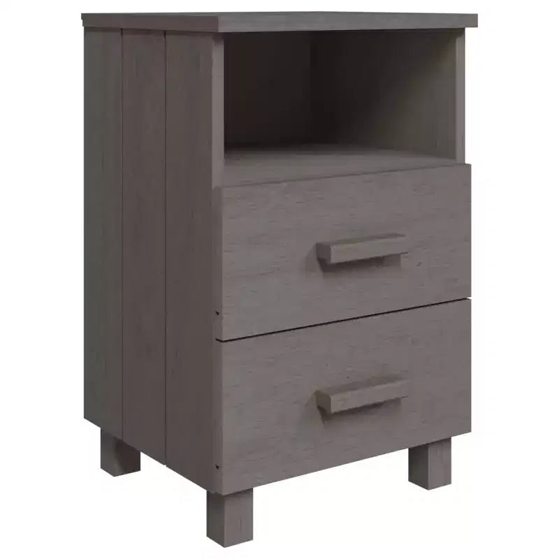 Table de chevet en pin massif gris clair - Meuble de chevet moyen