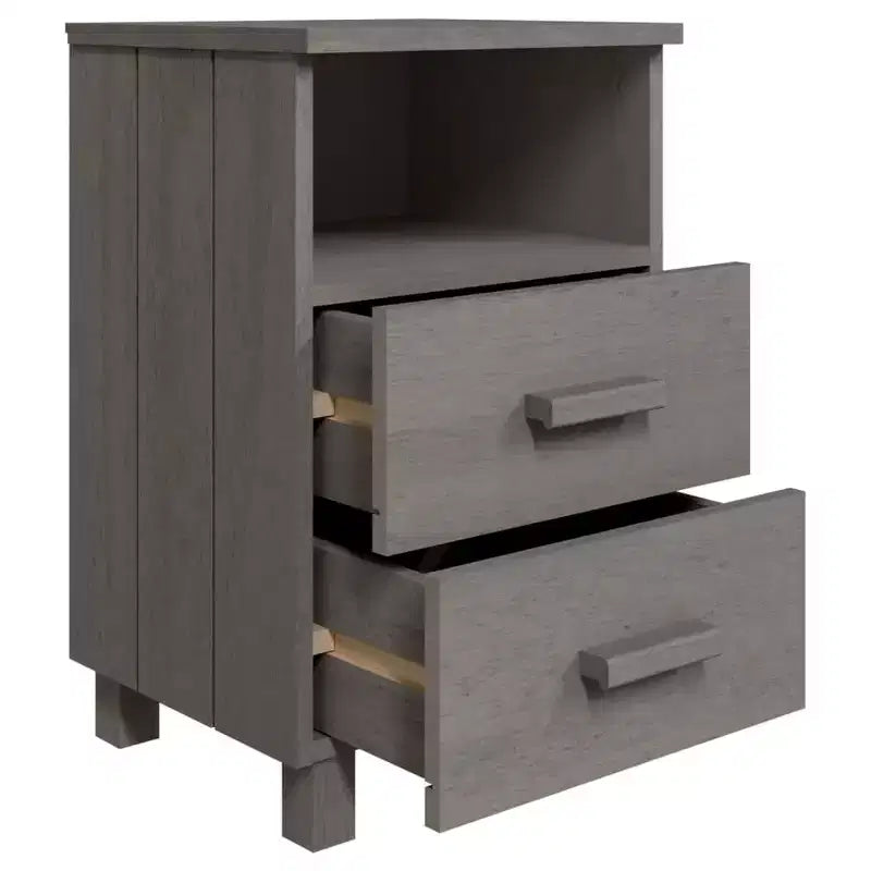 Table de chevet en pin massif gris clair - Meuble de chevet moyen