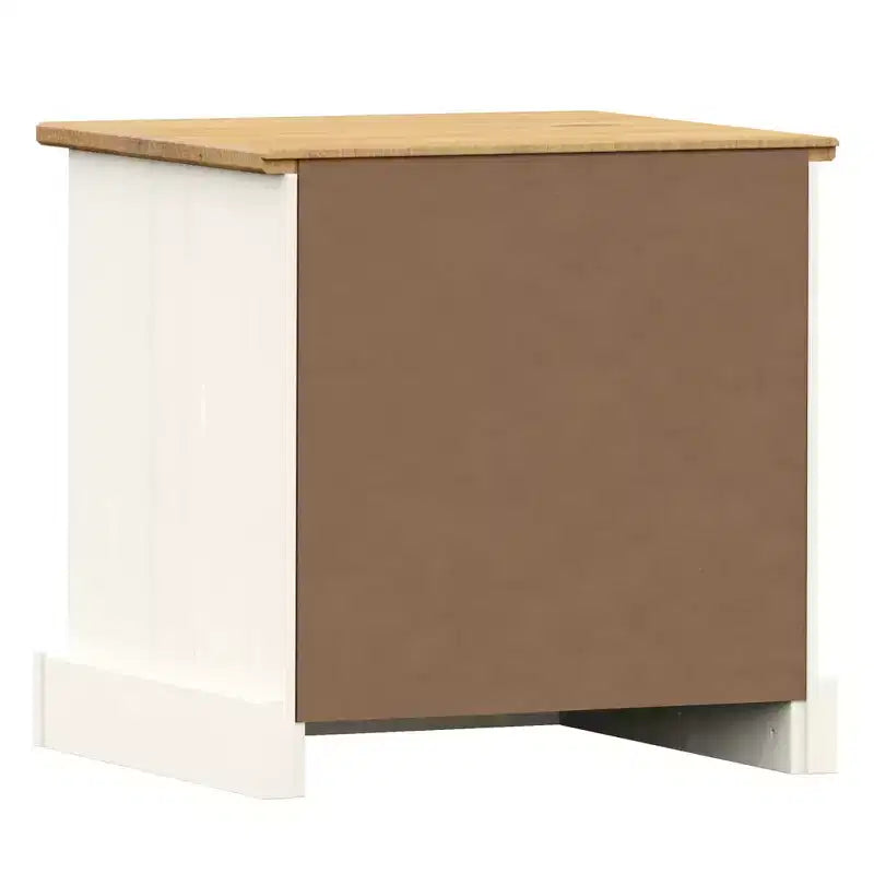 Table de chevet blanche en bois de pin massif, bois d'ingénierie, métal
