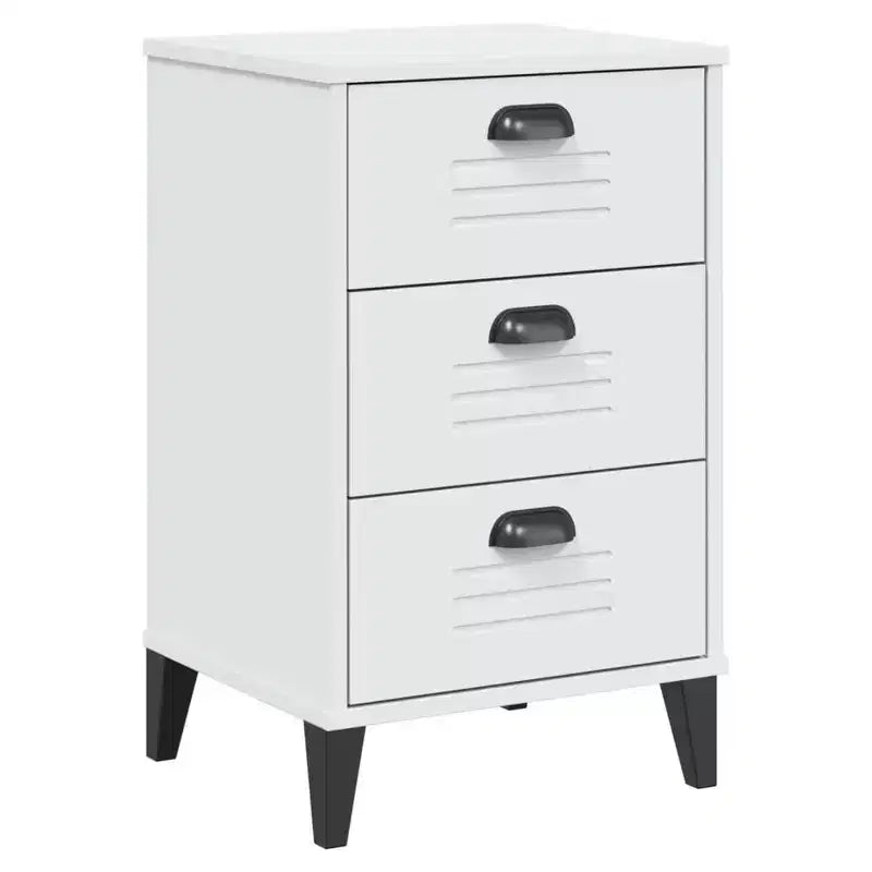 Table de chevet Blanc Bois d'ingénierie, poignées en plastique Petite